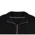 Cardigan à poche zippée en tricot côtelé pour hommes